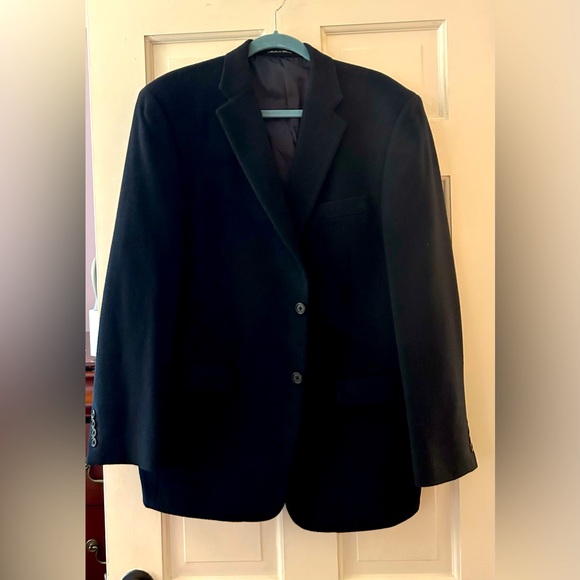 Claiborne Men’s Wool Silk Cashmere Blazer Navy Blue Sports Jacket 42 R Excellent